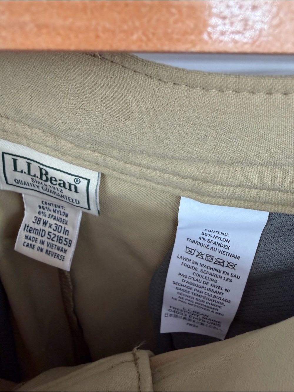 L.L. Bean venture stretch commuter tapered leg dark khaki chino men’s 38x30 NWT - Picture 3 of 4